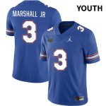 Youth Florida Gators #3 Jason Marshall Jr NCAA Jordan Brand Royal NIL 2022 Authentic Stitched College Football Jersey QNV8562IF